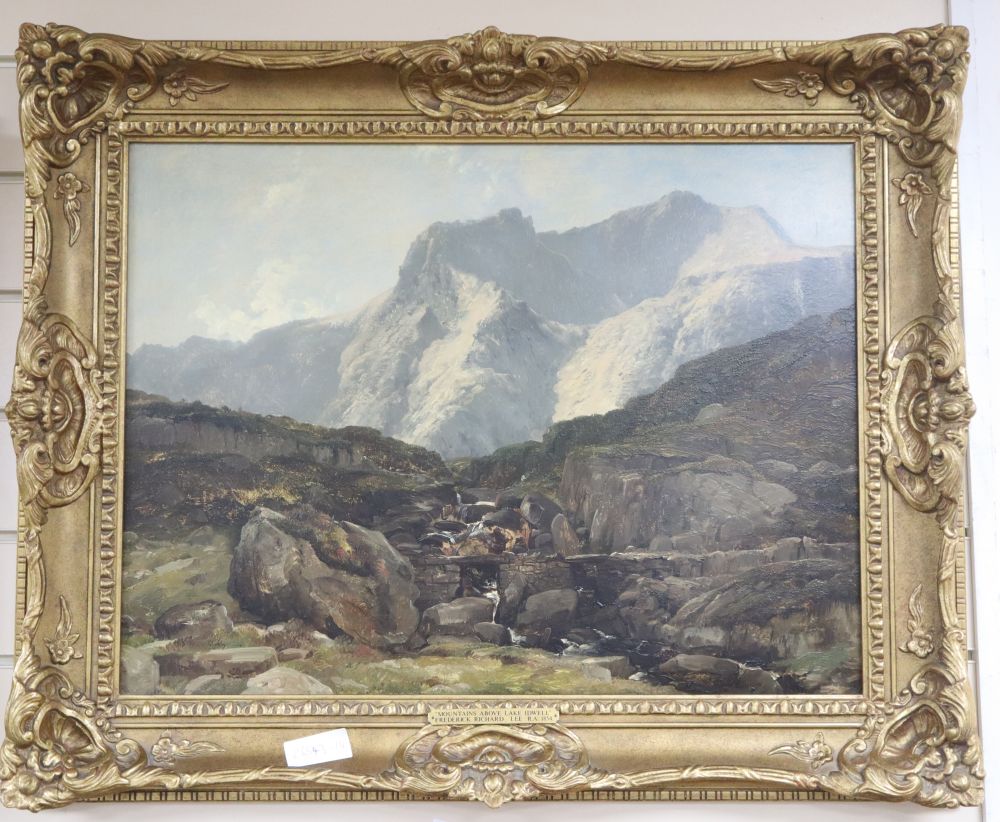 Frederick Richard Lee (1798-1879), oil on board, Mountains above Lake Idwelle, 45 x 59cm